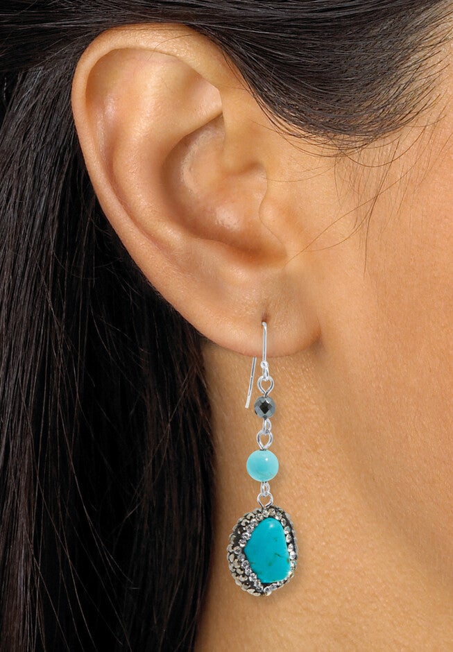 Genuine And Simulated Turquoise Silvertone Necklace Set 36-Inch, , alternate image number 3