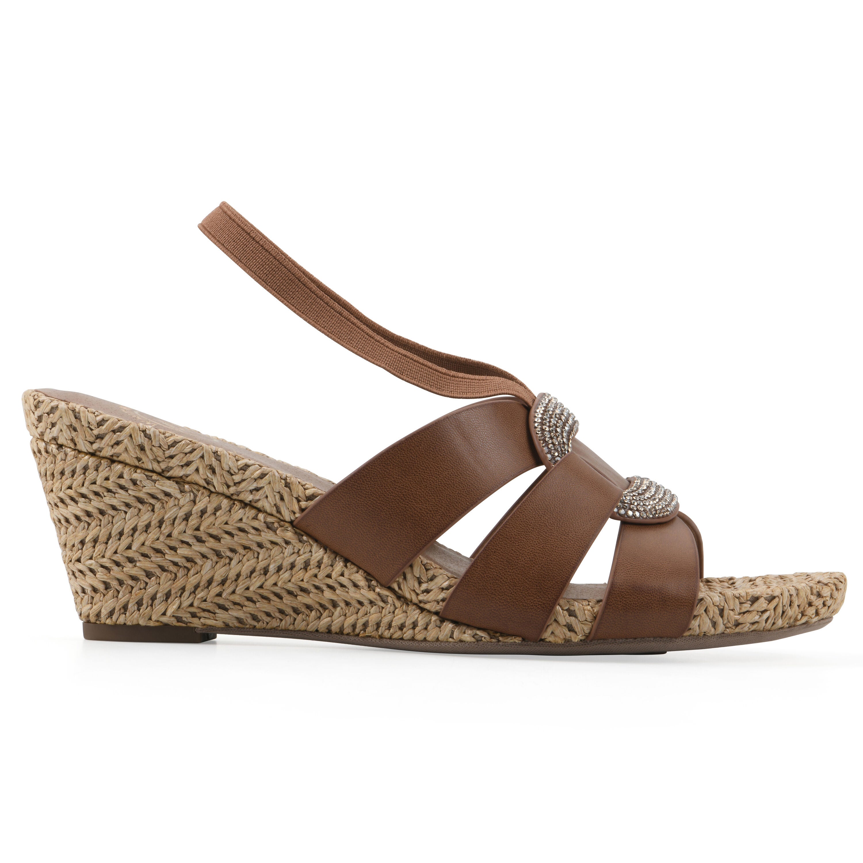 Atavi Wedge Sandal, DARK TAN SMOOTH, alternate image number 2