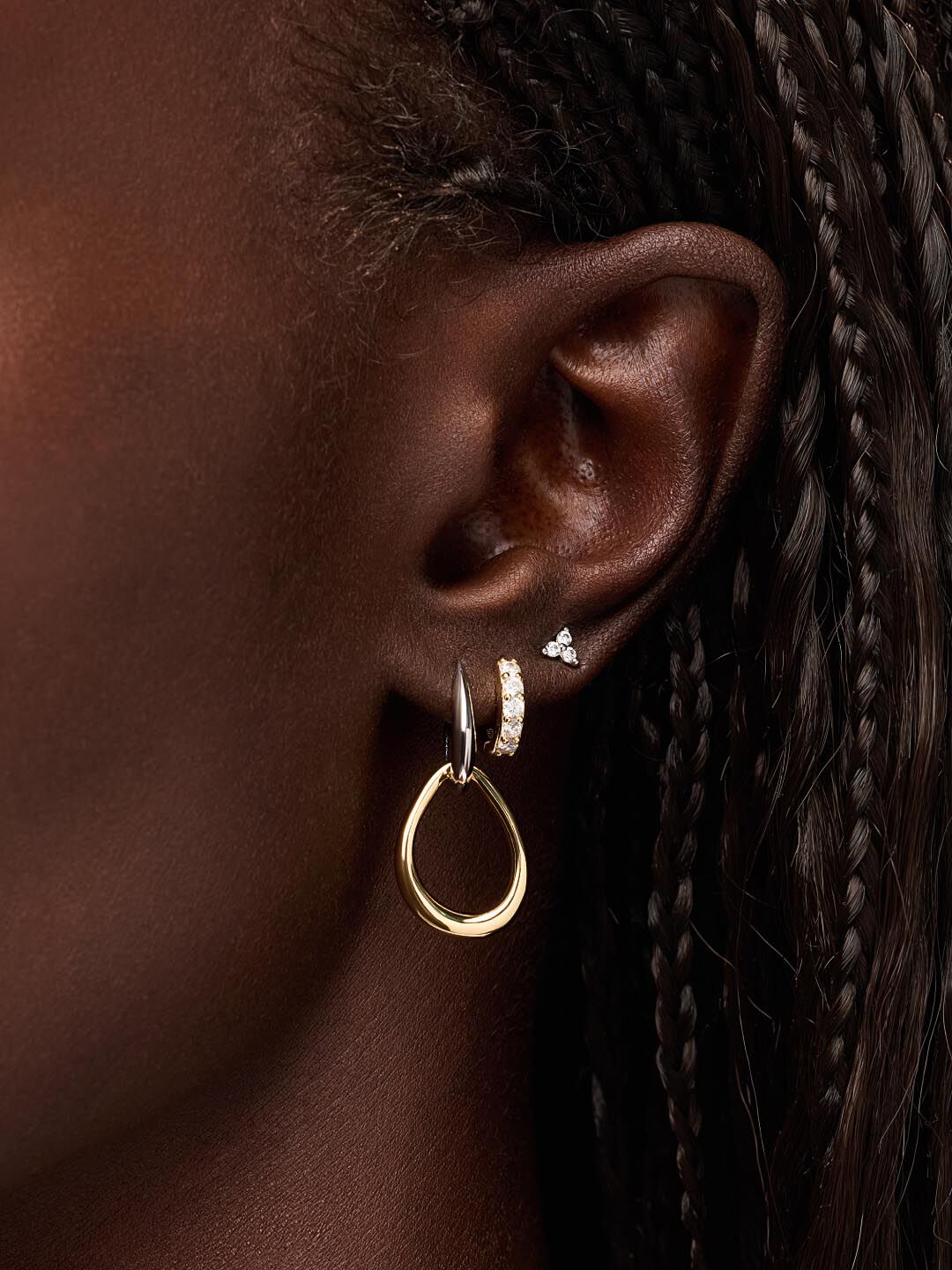 Sage Two Tone Drop Earrings, GOLD TWO TONE, alternate image number 1