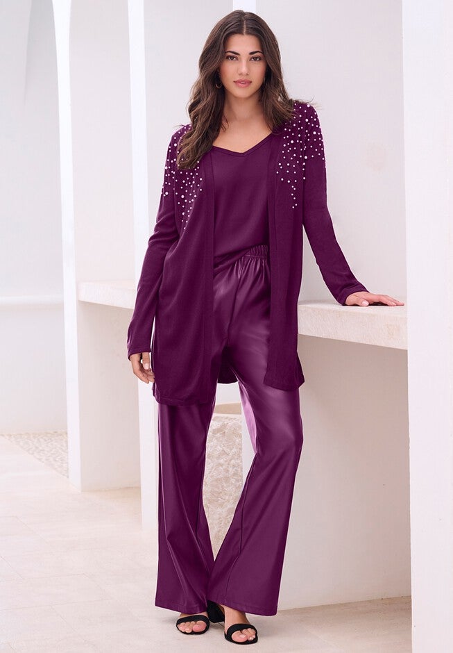 Wide-Leg Faux Leather Pant, , alternate image number null