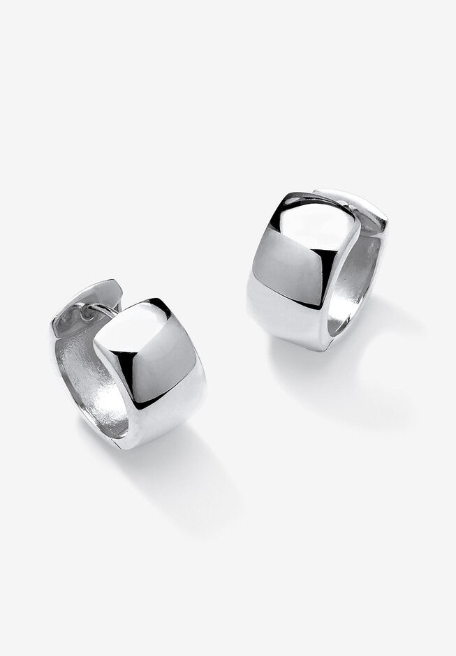 Sterling Silver Hoop Huggie Earrings, WHITE, hi-res image number null