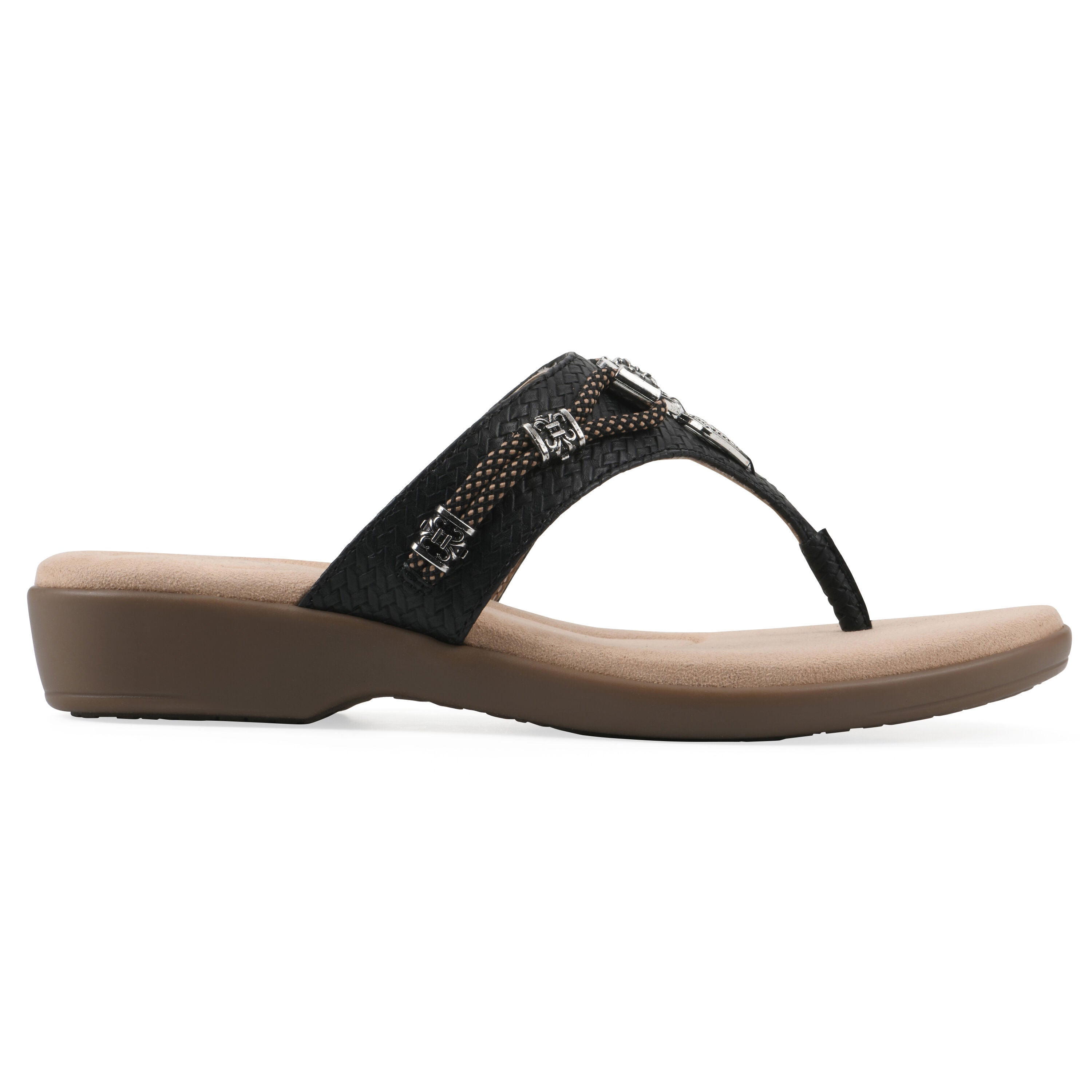 Bainah Thong Sandal, BLACK WOVEN, alternate image number 2