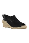 Stacy Sandal by Easy Street®, BLACK LINEN PRINT, hi-res image number null