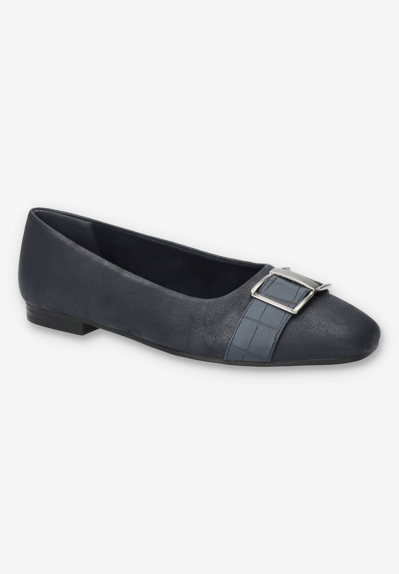 Keely Square Toe Flat, NAVY MATTE CROCO, hi-res image number 0