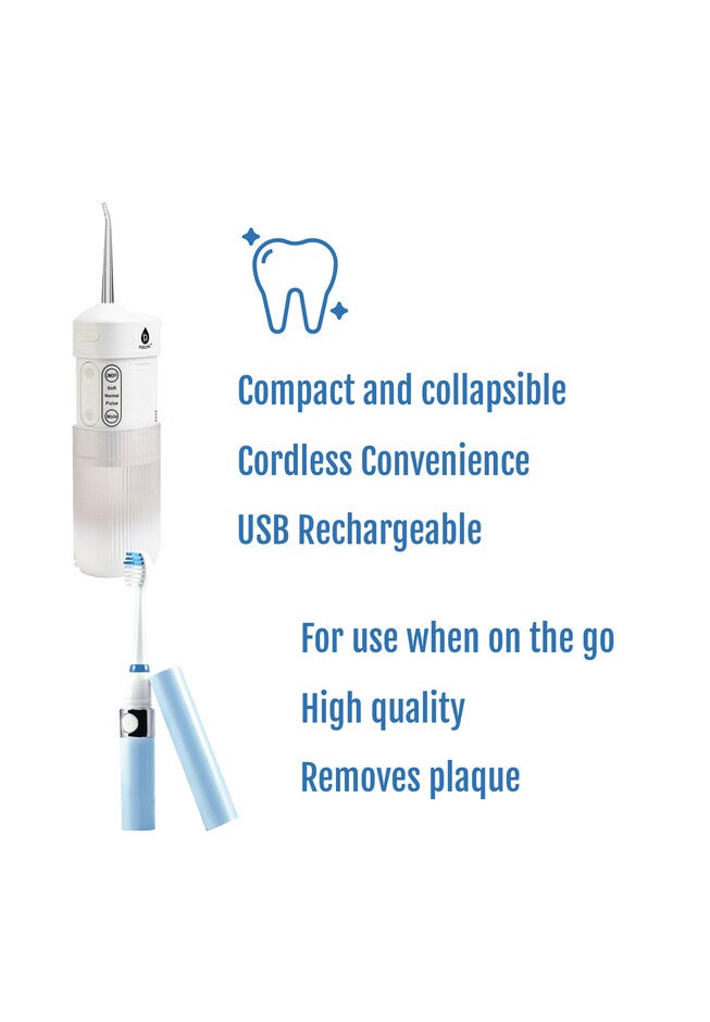 Compact Travel Oral Care Bundle: Portable Usb Rechargeable Collapsible Water Flosser And Pursonic Portable Sonic Toothbrush, , on-hover image number 1