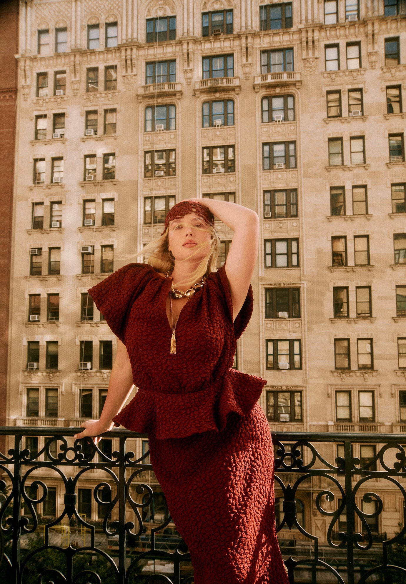 Textured Knit Peplum Top