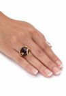 Yellow Gold-Plated Genuine Onyx and Cubic Zirconia Cabochon Ring, , alternate image number 2