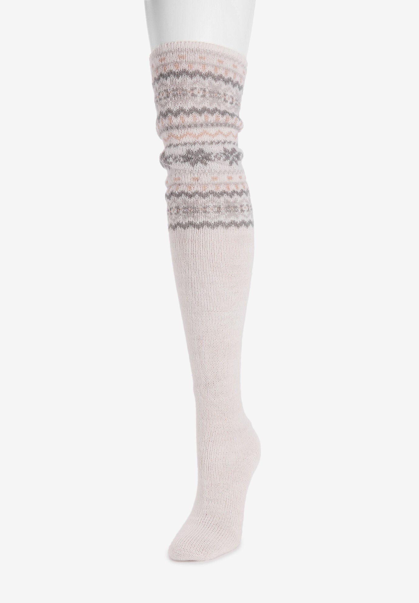 Patterned Cuff Over The Knee Socks, , alternate image number 2