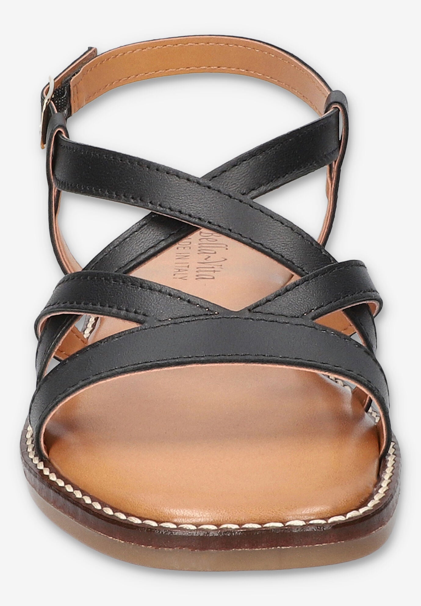 Tya-Italy Flat Sandal, BLACK LEATHER, on-hover image number 1