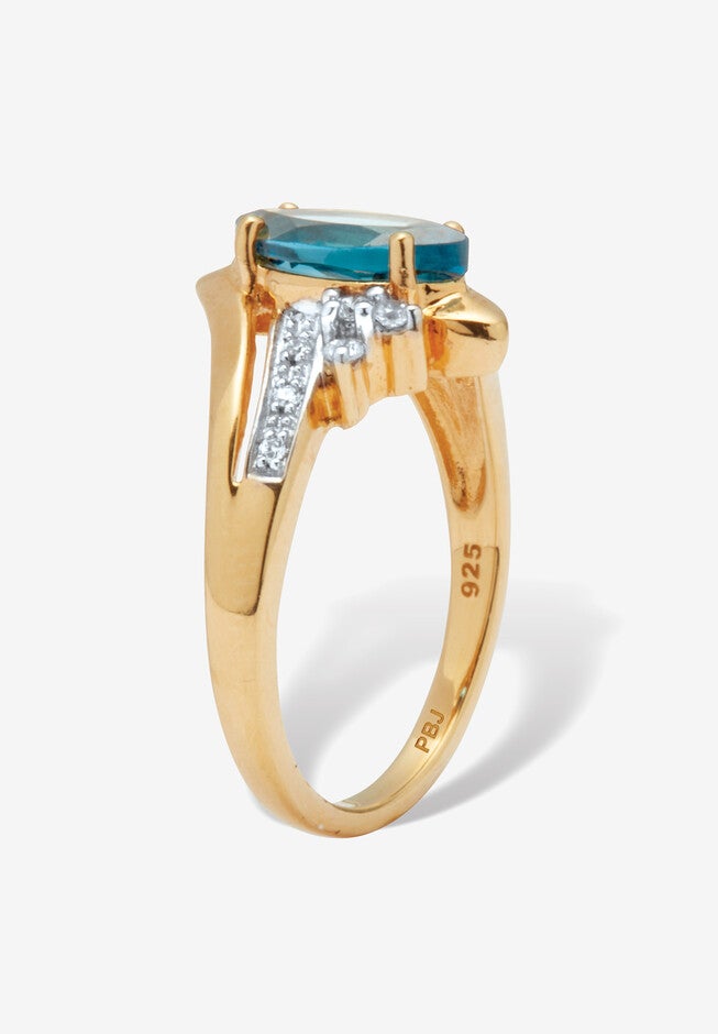 1.32 Tcw Marquise Cut Topaz And Cz 18K Yellow Gold-Plated Sterling Silver Ring, , on-hover image number 1