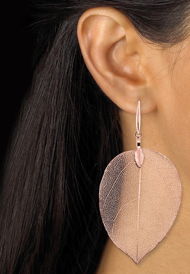 Rose Gold-Plated Leaf Necklace Set, 26 Inches, Plus 2 Inch Extension, , alternate image number null