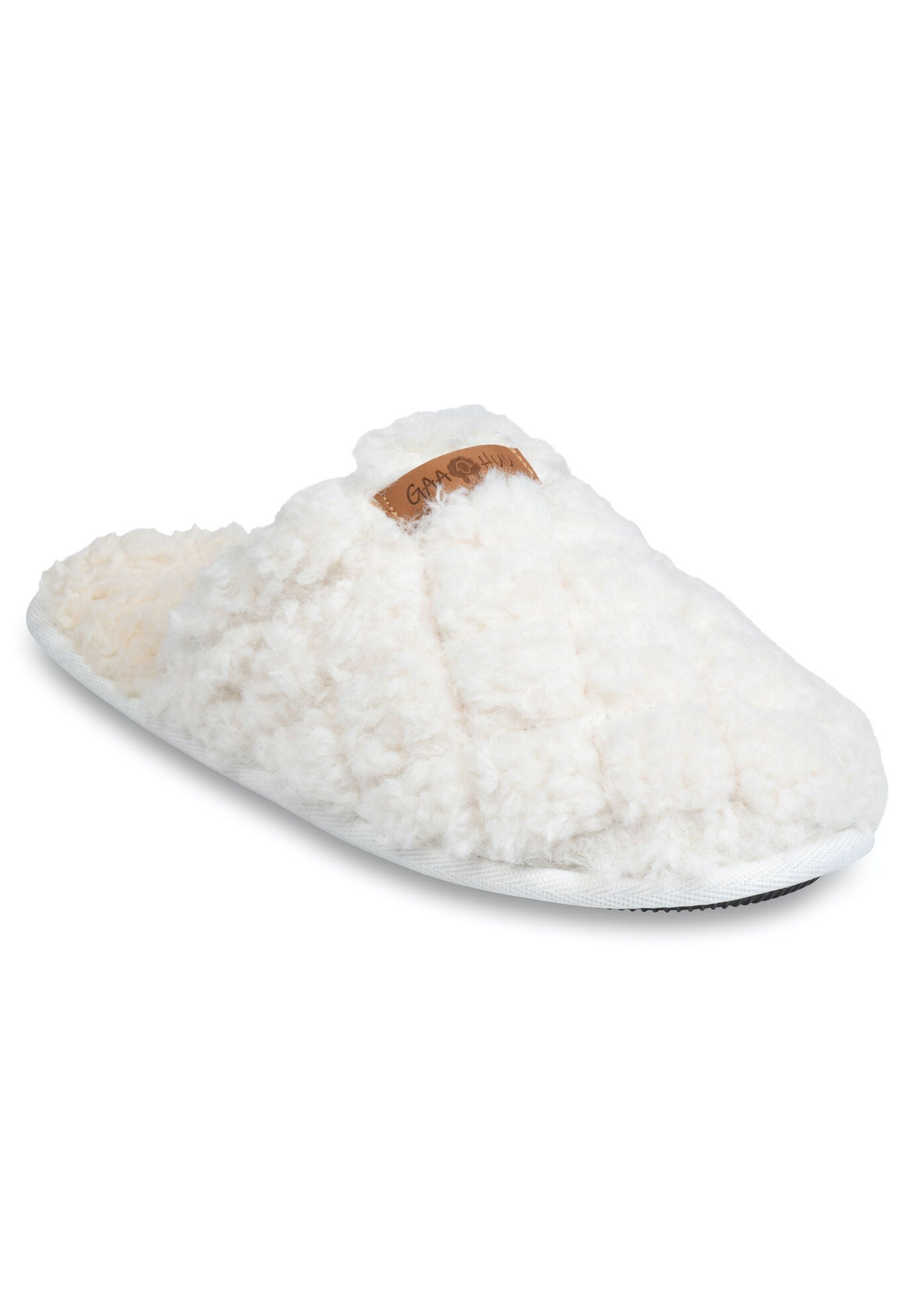 Quilted Teddy Bear Scuff Slipper Slippers, NATURAL, hi-res image number 0