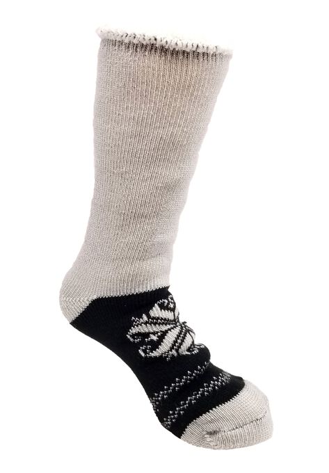 Heart Snowflake Thermal Socks, BLACK, hi-res image number null