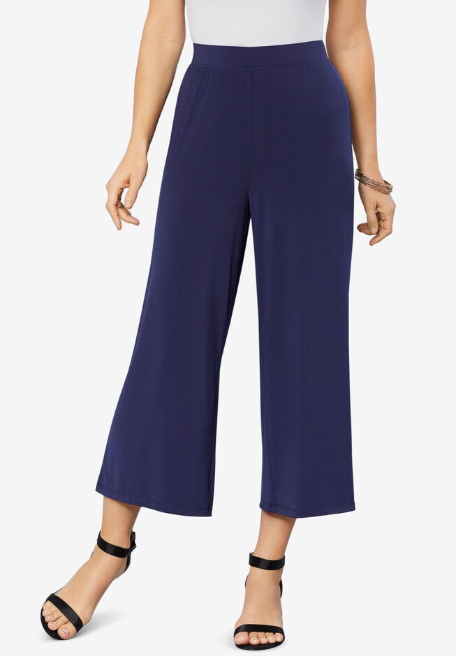 Ultrasmooth® Fabric Wide-Leg Crop Pant, NAVY, hi-res image number null