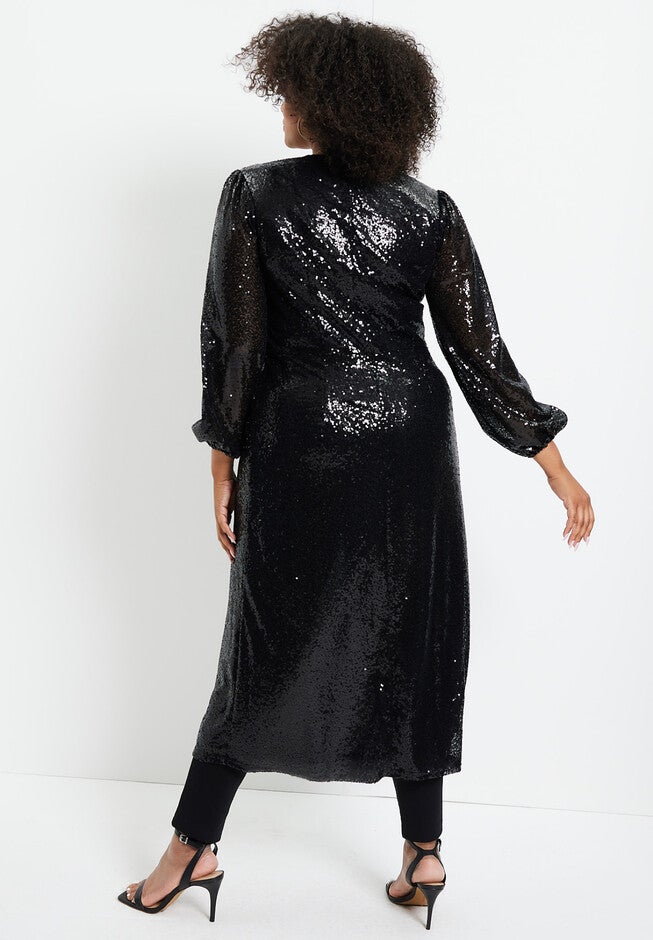 Faux Wrap Sequin Maxi Top, , on-hover image number null