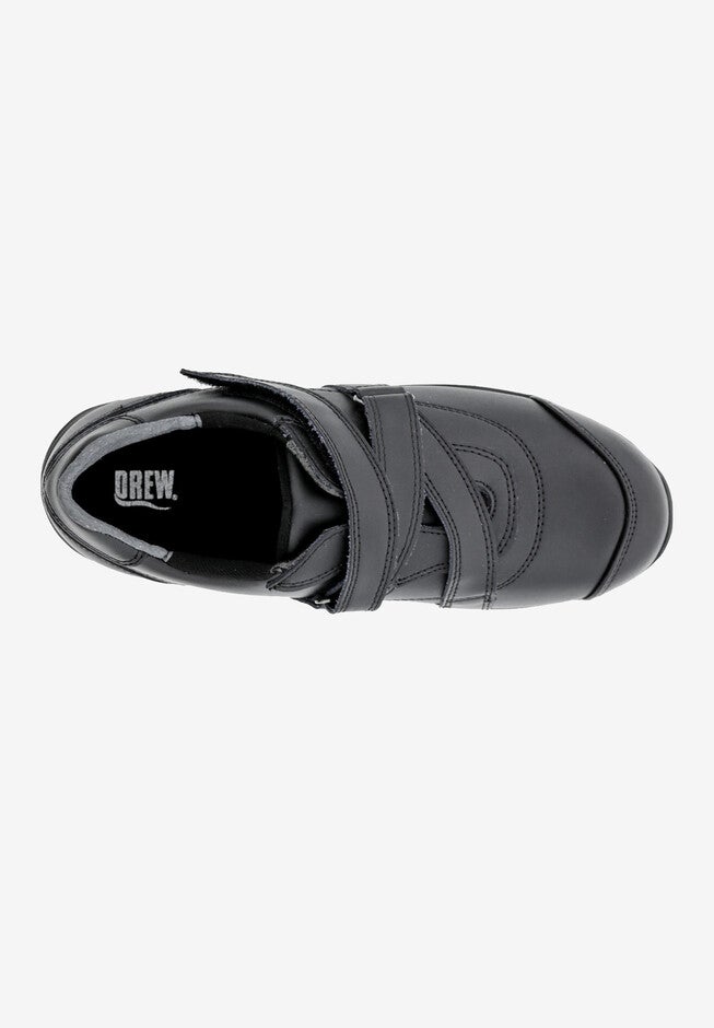 Drew Women's Antwerp Black Leather & Stretch Comfort Shoes - Size 12 XW Wide Width