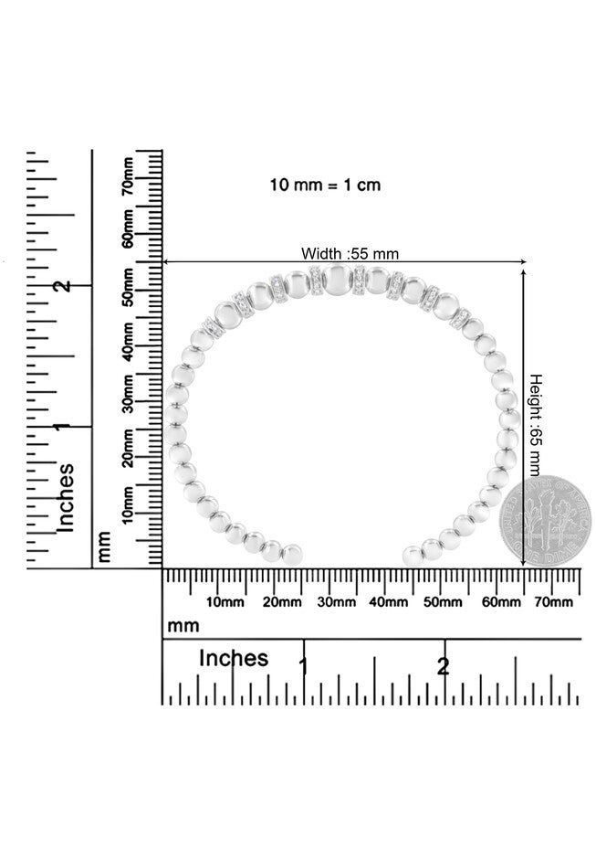 Sterling Silver 1/4 Cttw Diamond Rondelle Graduated Ball Bead Cuff Bangle Bracelet, , alternate image number null