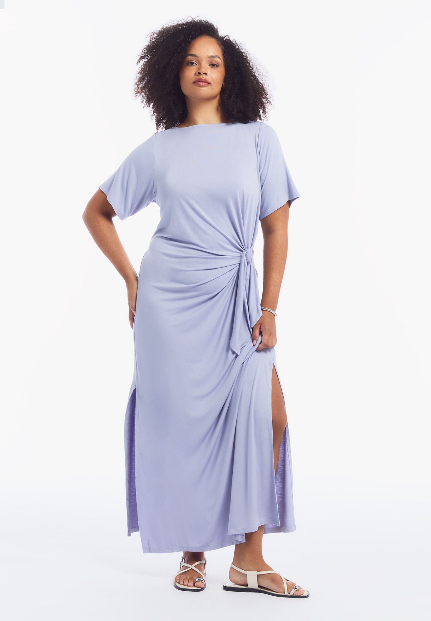 Boatneck Gathered Maxi Dress