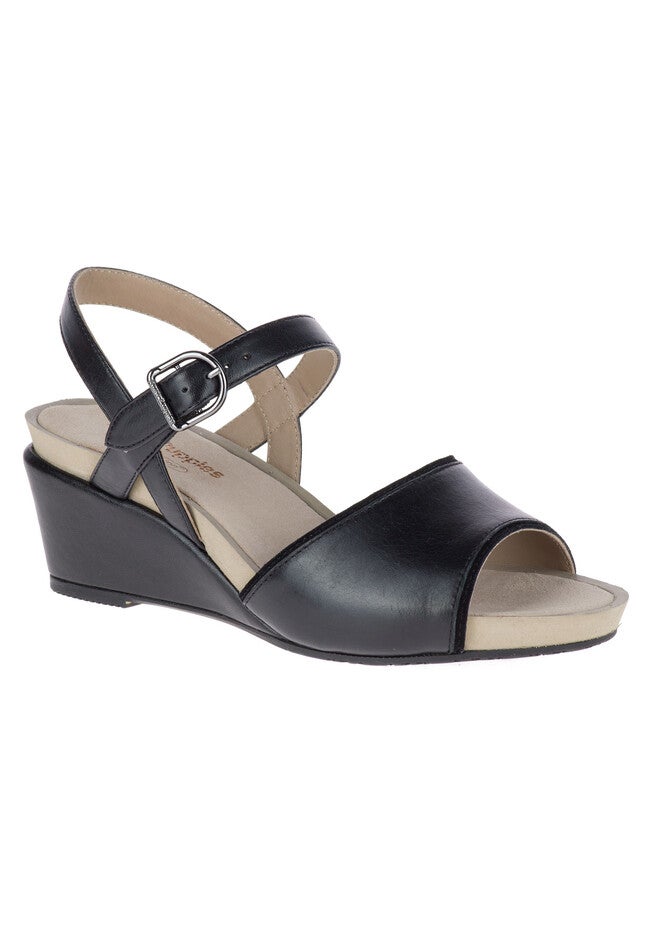 Cassale Qtr Strap Sandal by Hush Puppies®, BLACK LEATHER, hi-res image number null