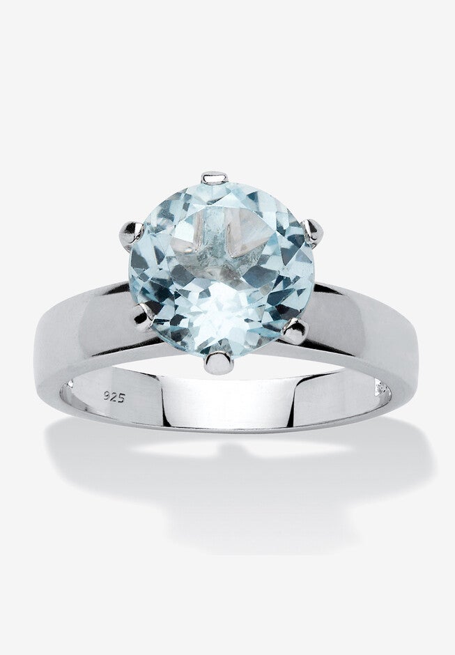 3.80 Tcw Round Genuine Blue Topaz Solitaire Ring .925 Sterling Silver, BLUE, hi-res image number null