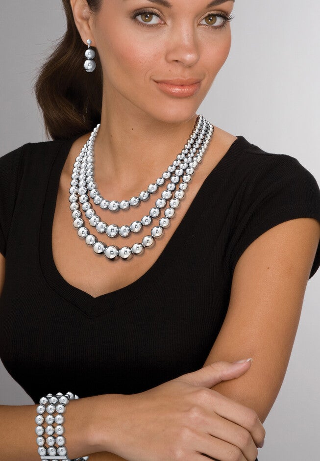 Set Of 2 Silvertone And Goldtone Necklace Sets, 16.5 Inch Plus 3 Inch Extension, , alternate image number 3