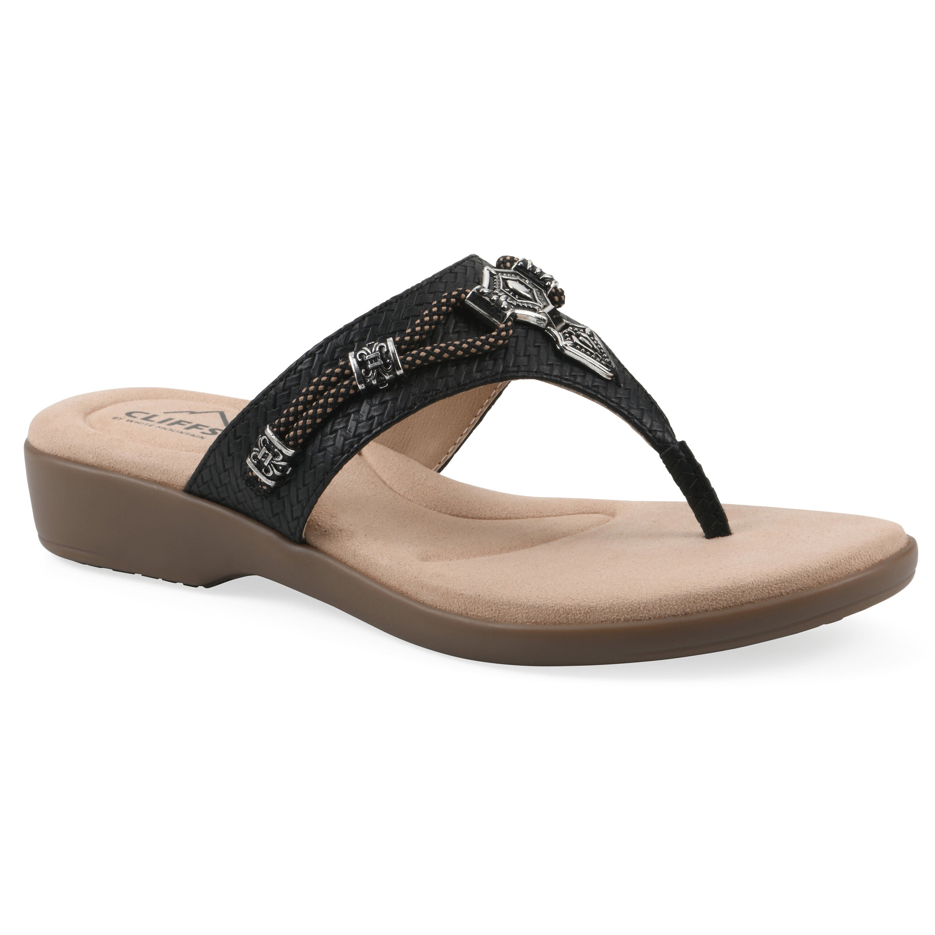 Bainah Thong Sandal, BLACK WOVEN, hi-res image number 0