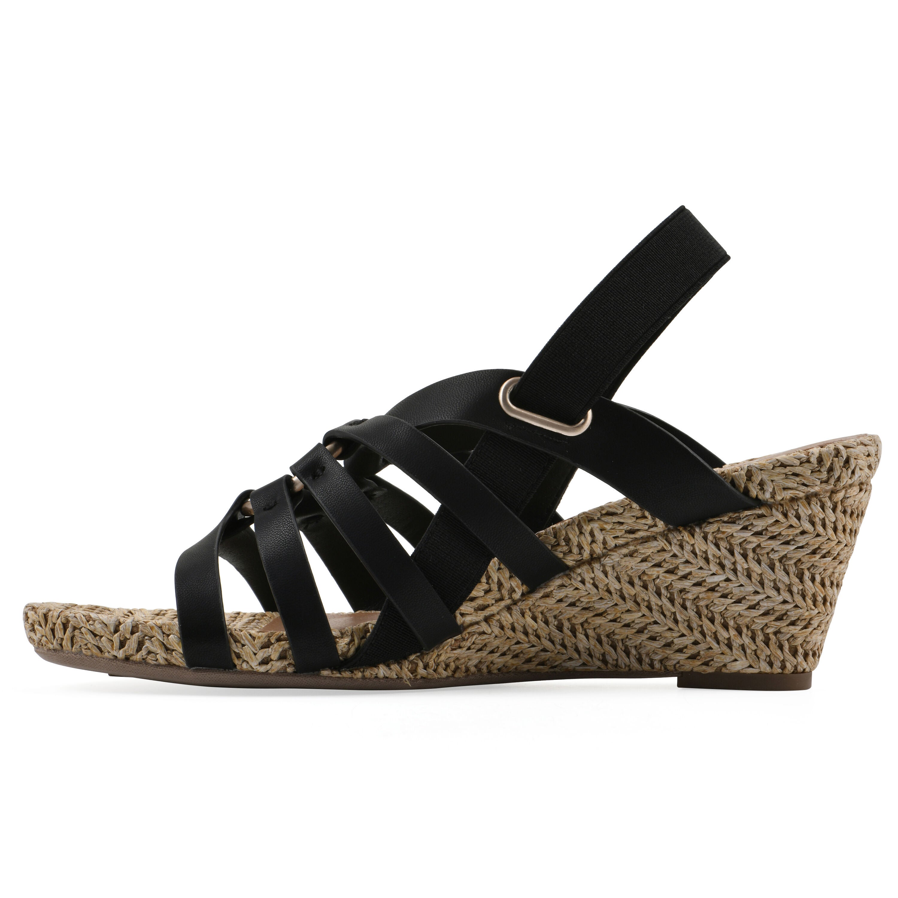 Ataps Wedge Sandal, BLACK SMOOTH, alternate image number 3