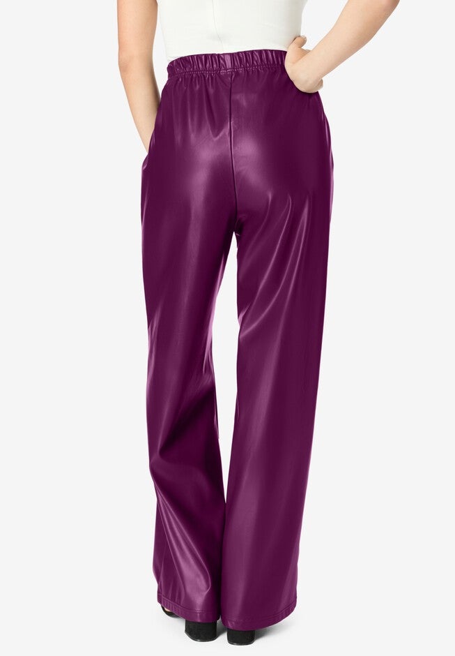 Wide-Leg Faux Leather Pant, , on-hover image number null