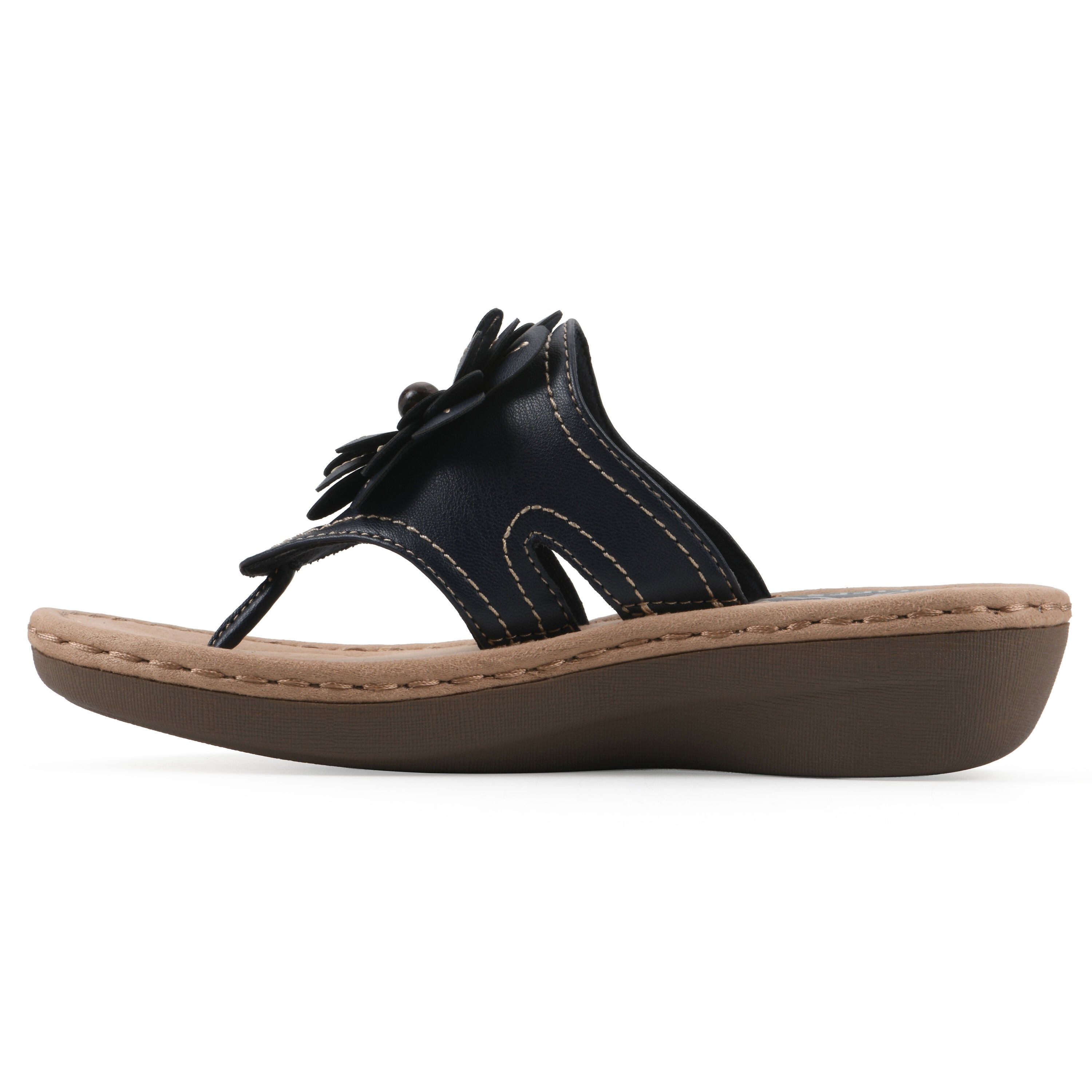 Cashlyn Floral Mini Wedge Sandal, NAVY SMOOTH, alternate image number 3