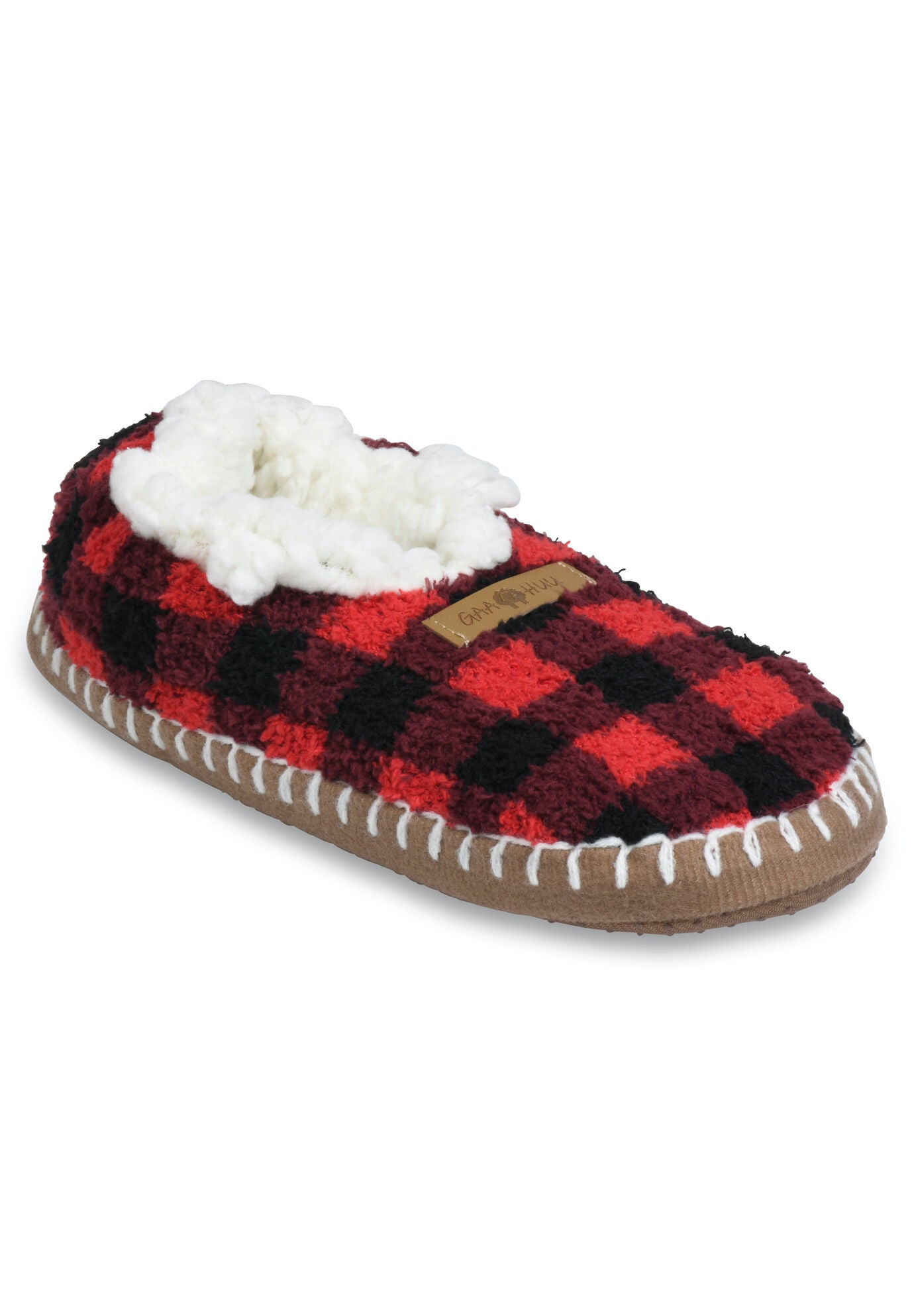 Womens Cozee Yarn Mocassin Slipper With Sidewall Slippers, BUFFALO CHECK, hi-res image number 0