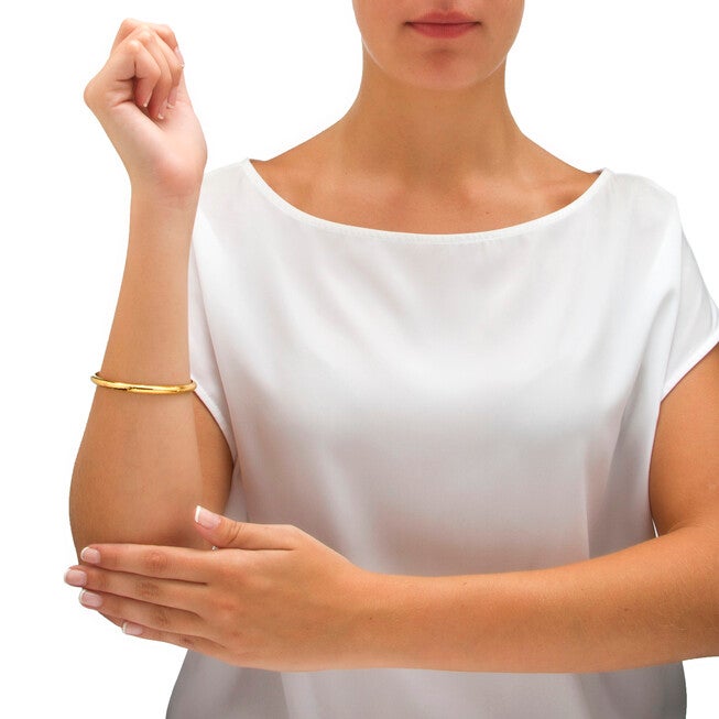 Etched Bangle Bracelet in 18k Yellow Gold Over .925 Sterling Silver 7 inches, GOLD, alternate image number null