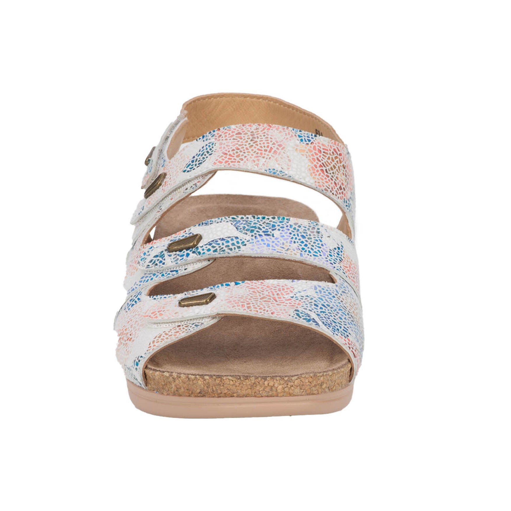 Margo Three Strap Sandal, WHITE BLUE CORAL, alternate image number 3