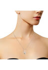 White Gold Diamondaccented Roundcut Diamond Swirl Open Heart Pendant Necklace, , alternate image number null