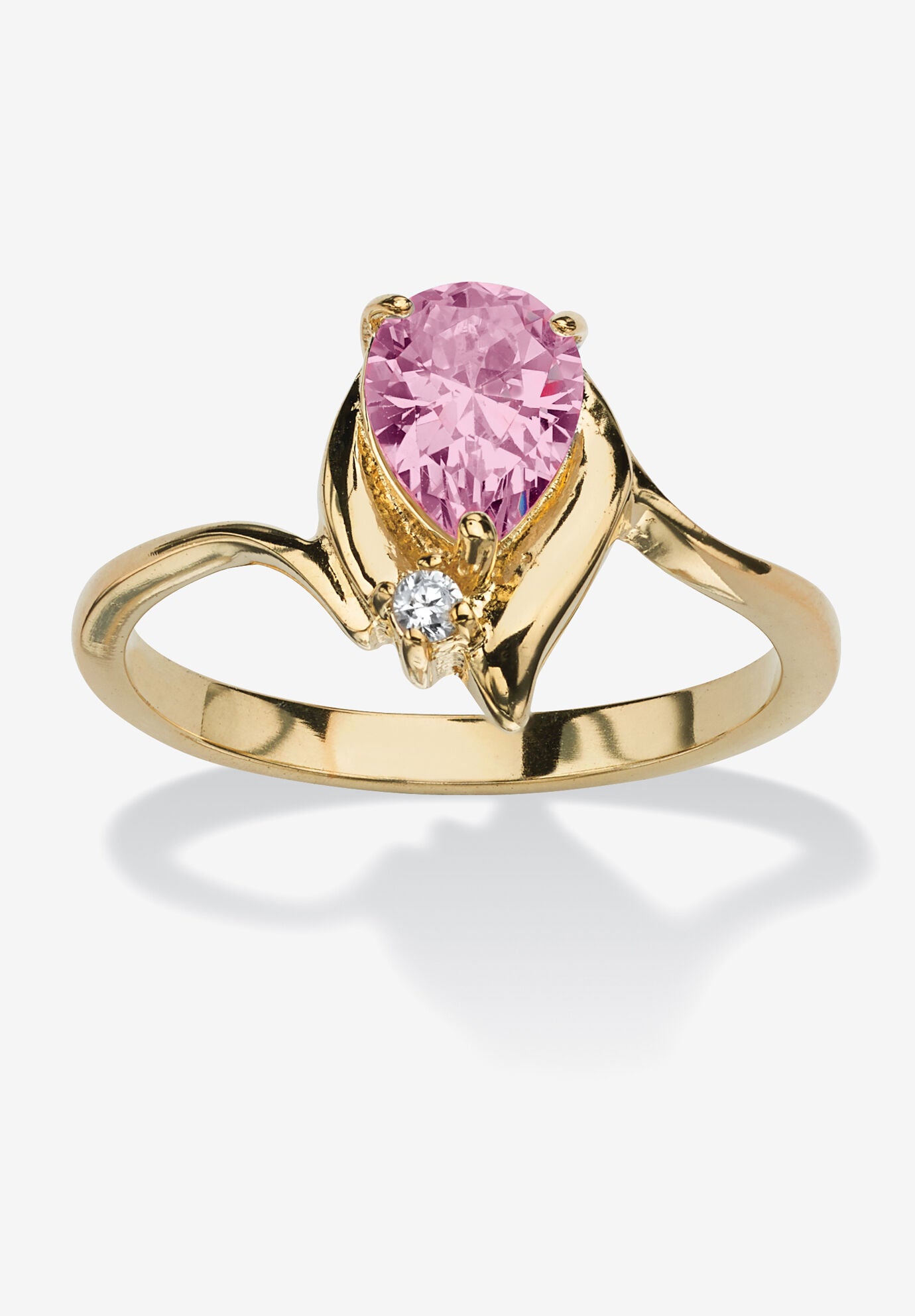 Yellow Gold Plated Simulated Birthstone And Round Crystal Ring Jewelry, ALEXANDRITE, hi-res image number 0