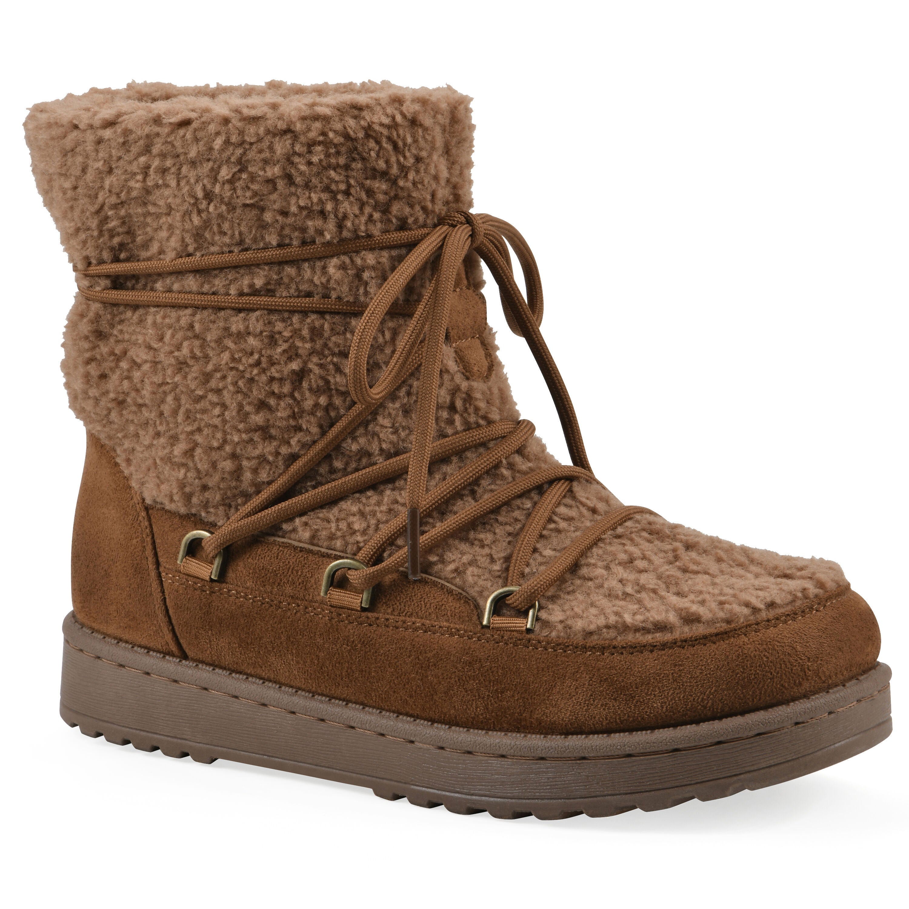 Isador Faux Sherpa Lace-Up Boot, CHESTNUT, hi-res image number 0