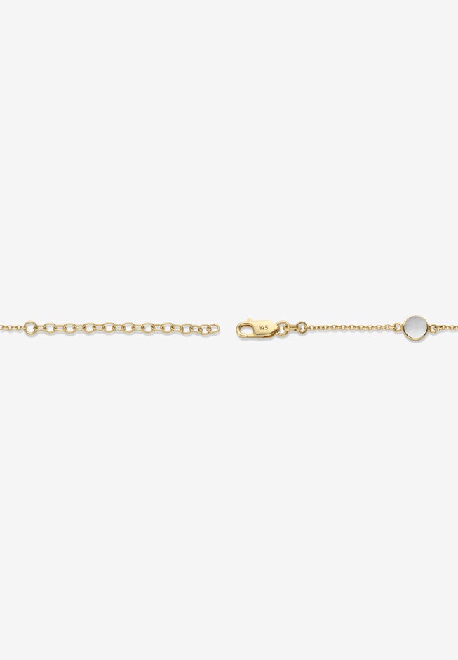 Gold Over Sterling Silver Round Genuine Mother Of Pear Lankle Bracelet, , on-hover image number null