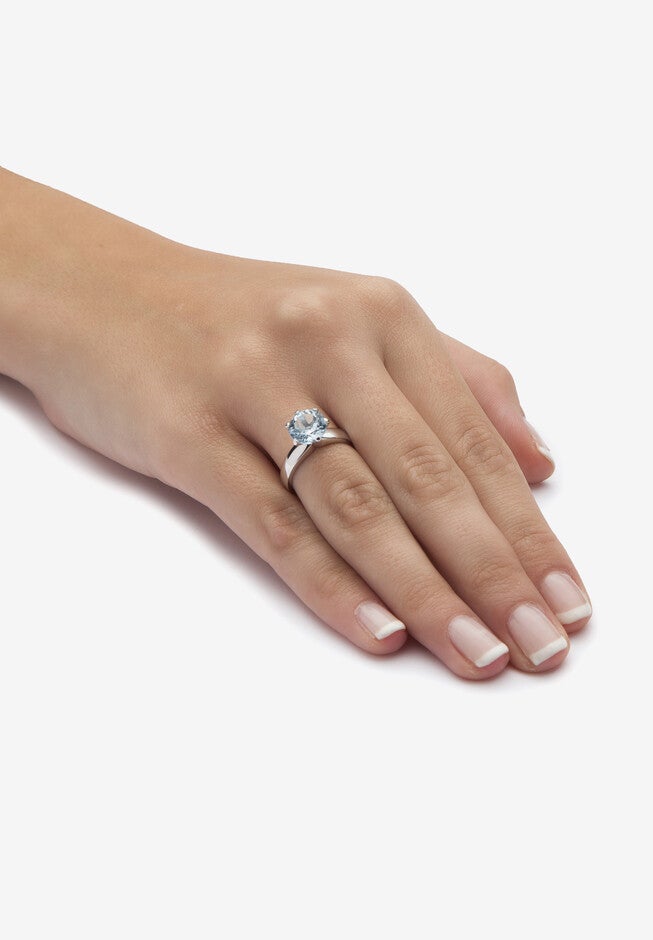 3.80 Tcw Round Genuine Blue Topaz Solitaire Ring .925 Sterling Silver, , alternate image number null
