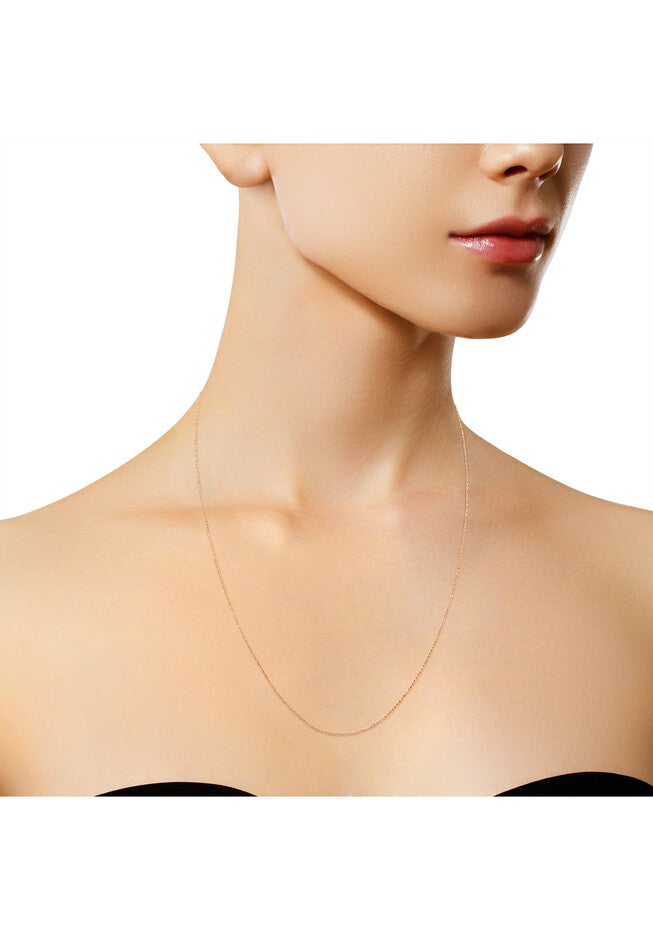 Solid Rose Gold Rope Chain Necklace Unisex 16 inches, , alternate image number null