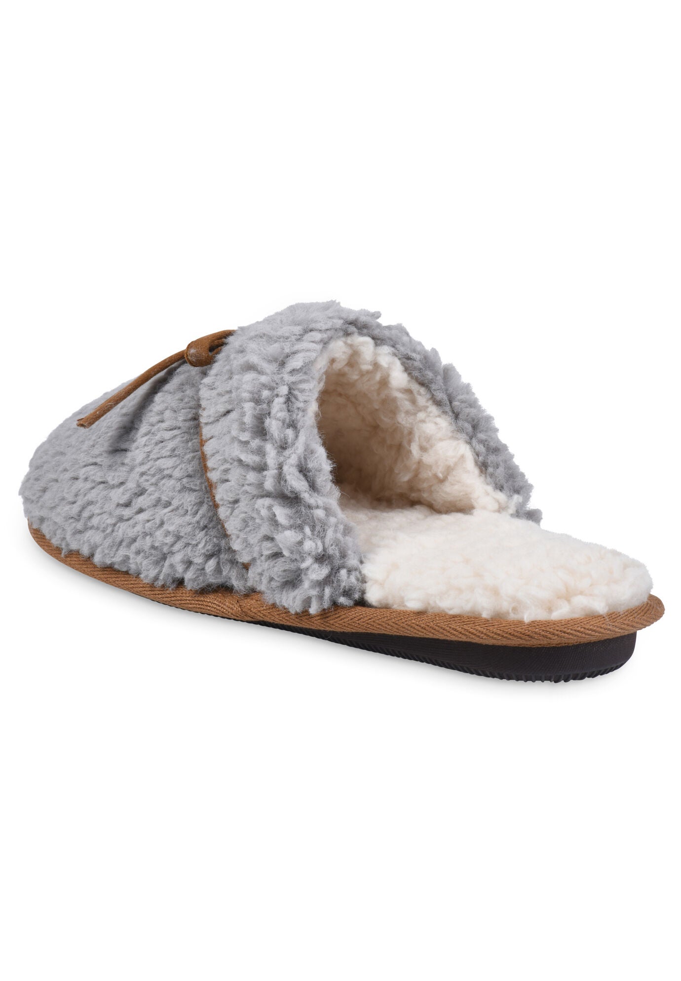 Berber Faux Suede Tie Scuff Slipper, , on-hover image number 1