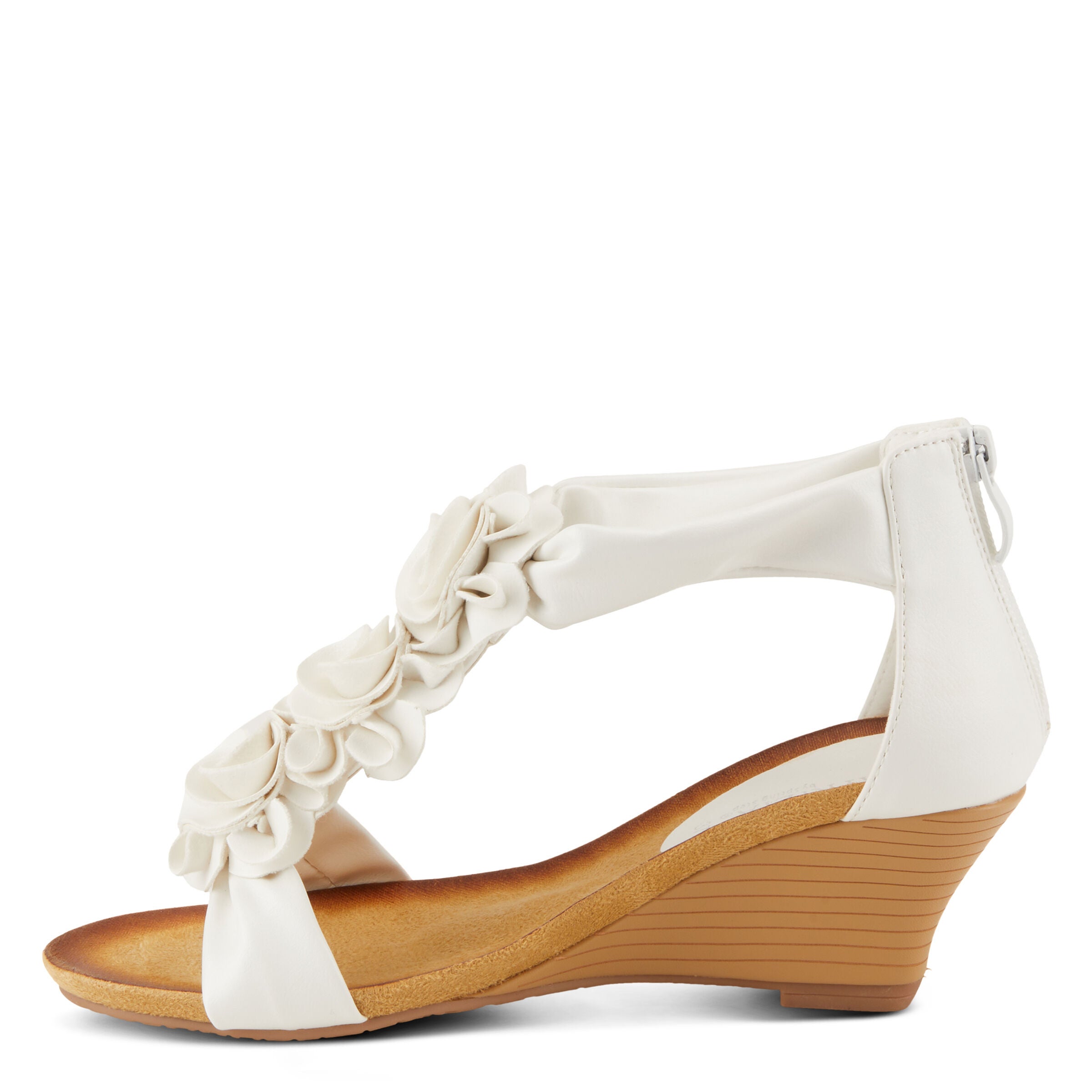 Harlequin Closed Back T-Strap Wedge Sandal, WHITE, alternate image number 2