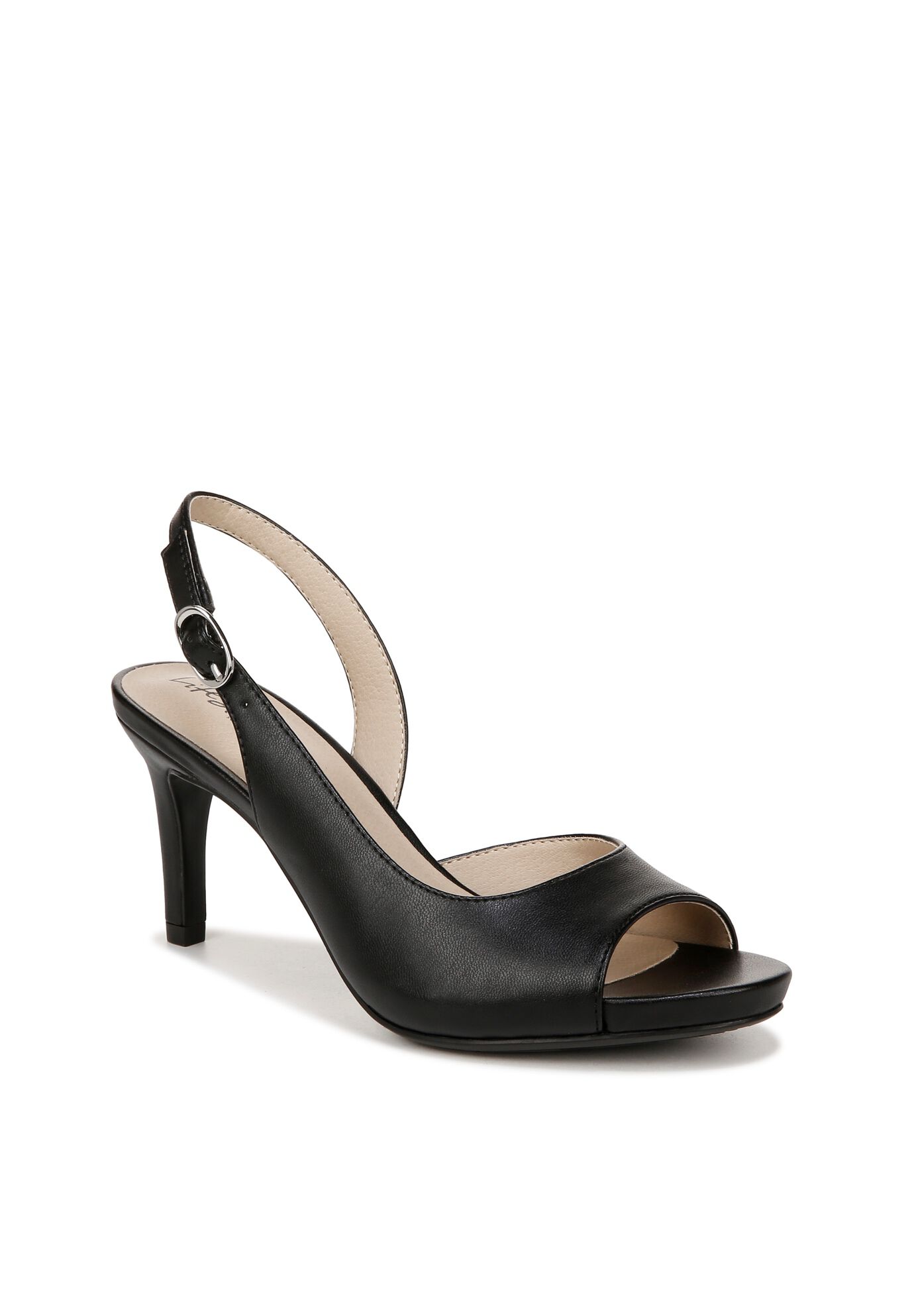 Teller 2 Sling Back Heel, BLACK FAUX LEATHER, hi-res image number 0