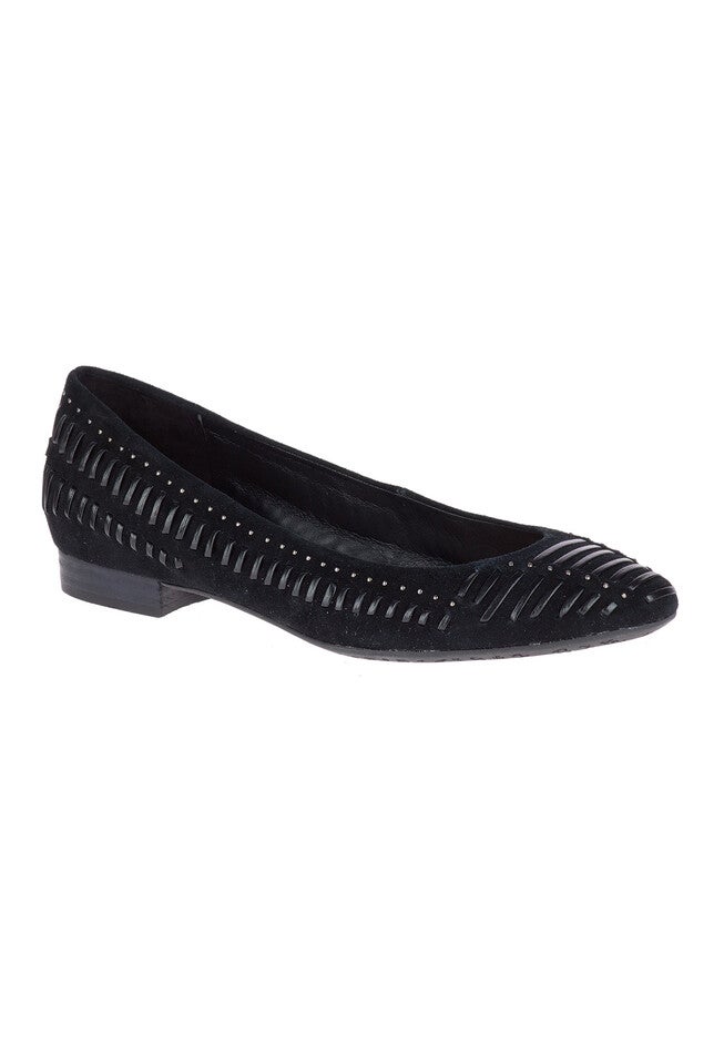 Phoebe Ladder Stud Flats by Hush Puppies®, BLACK SUEDE, hi-res image number null