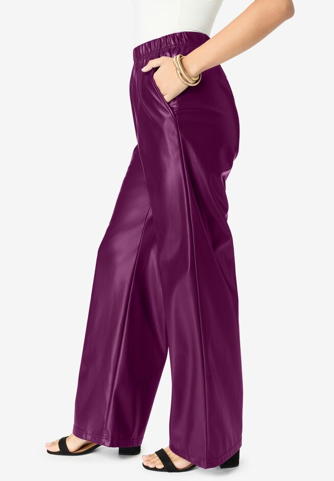 Wide-Leg Faux Leather Pant, , alternate image number null