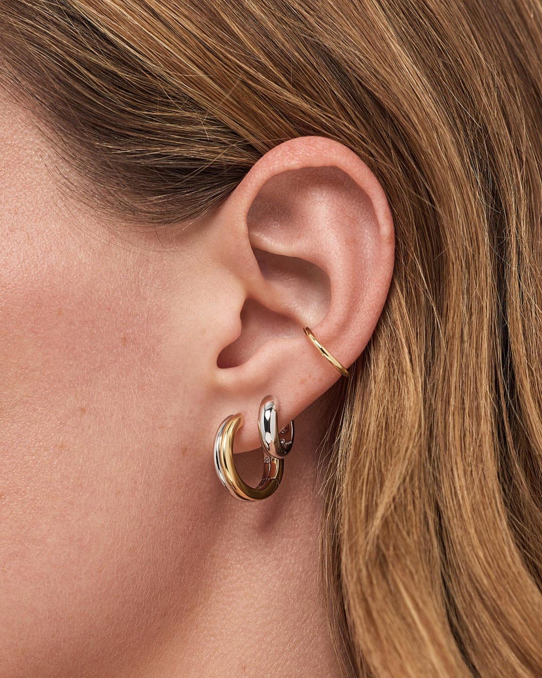 Asher Medium Hoop Earrings, TWO TONE, alternate image number 1