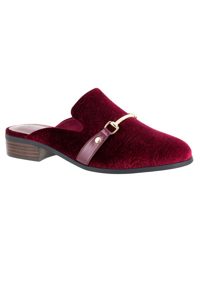 Babs II Mules by Bella Vita®, BURGUNDY EMBOSSED VELVET, hi-res image number 0