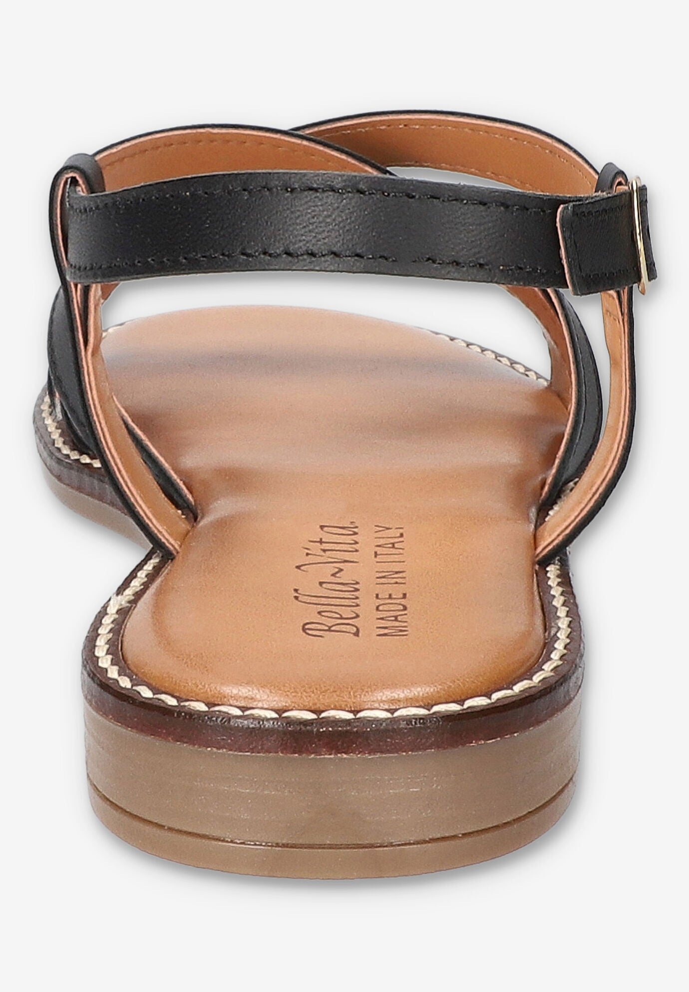 Tya-Italy Flat Sandal, BLACK LEATHER, alternate image number 3