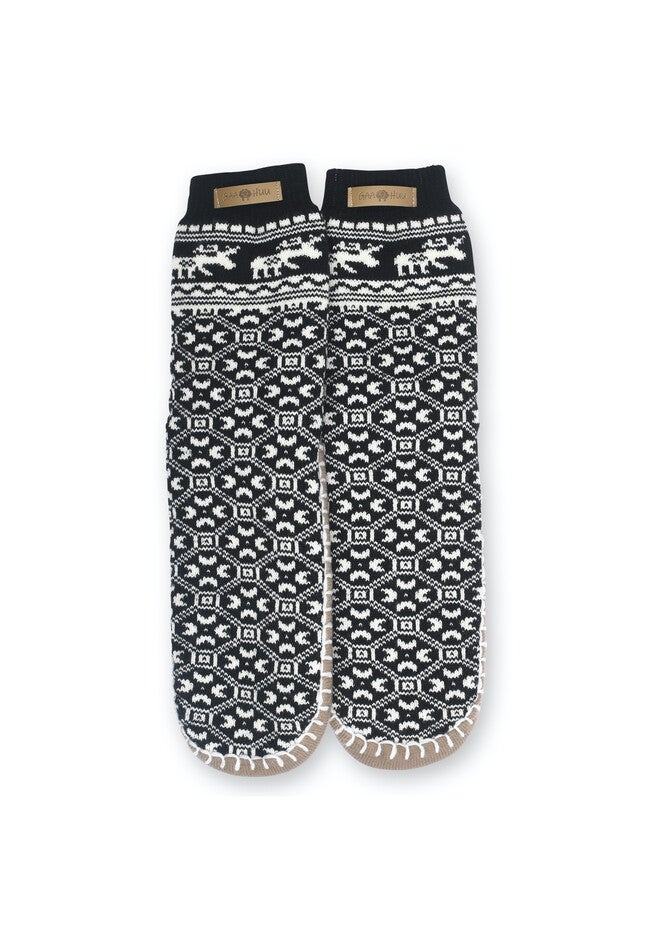 Cuffed Pattern Slipper Sock, , on-hover image number 1