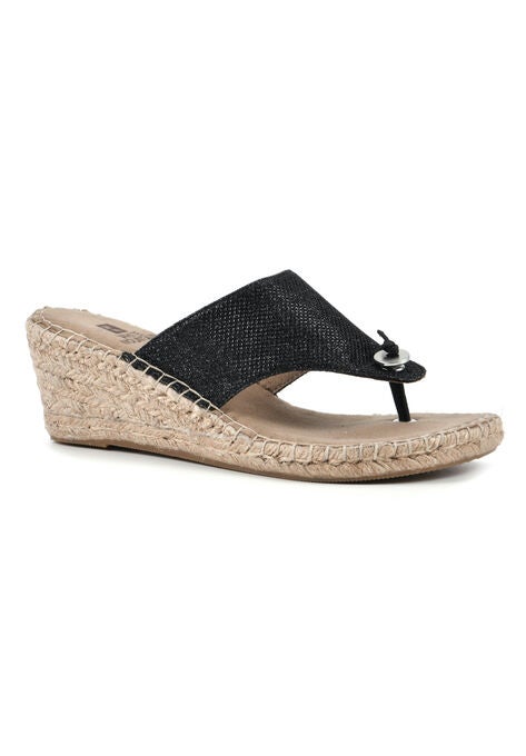 White Mountain Beachball Wedge Espadrille, BLACK GLITTER FABRIC, hi-res image number null