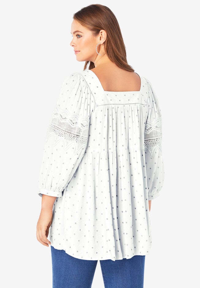Square-Neck Crinkle Big Shirt, , on-hover image number 1