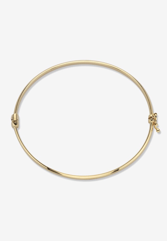 Yellow Gold Plated Sterling Silver Polished Bangle Bracelet (4Mm), 7.75 Inches Jewelry, , on-hover image number null